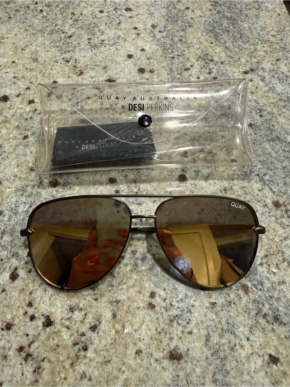 Quay Australia x Desi Perkins “High Key” Sunglasses in Gold